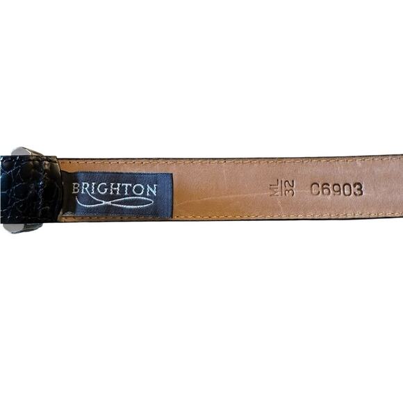 Brighton Black Embossed Leather Belt with Silver Buckle and Tip Womens Med/Large main image 4